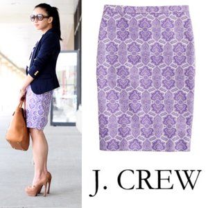 J crew No 2 pencil skirt purple and white